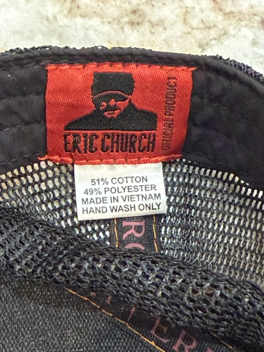 Eric Church Black Denim Trucker Hat with Red Patch - Picture 2 of 3